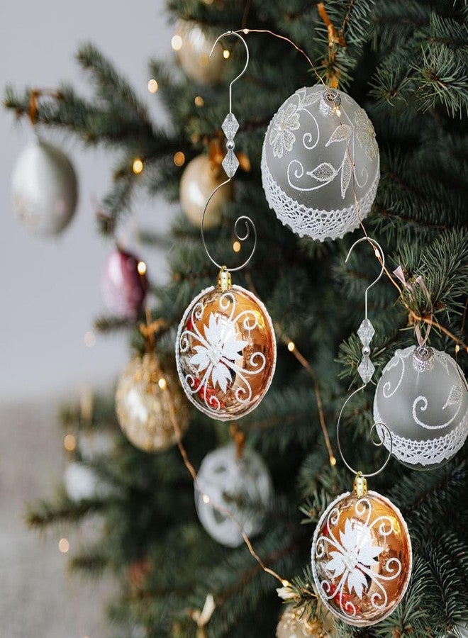 RED-SHYN 20 Pcs Christmas Ornament Hooks Beaded Hangers with Acrylic Wire Crystal Decor for Xmas Tree Party Crafts Decoration(Silver) - Image 5